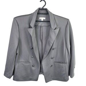 Womens Cato Gray Double Breasted Blazer Jacket Polyester Blend Stretch Size XL